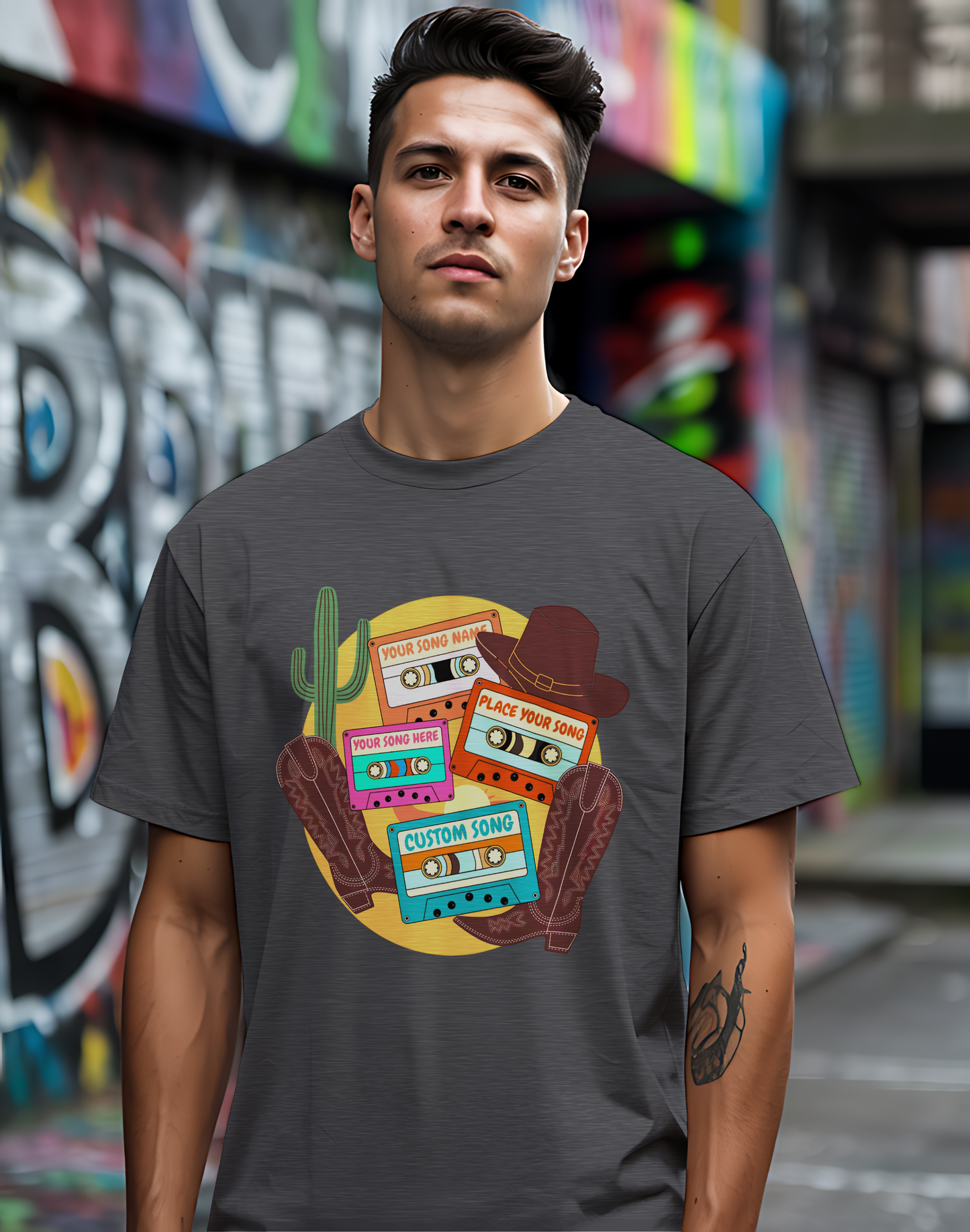 Custom Country Cassette Tee 🤠 Personalized Music Shirt - Retro Western Gift