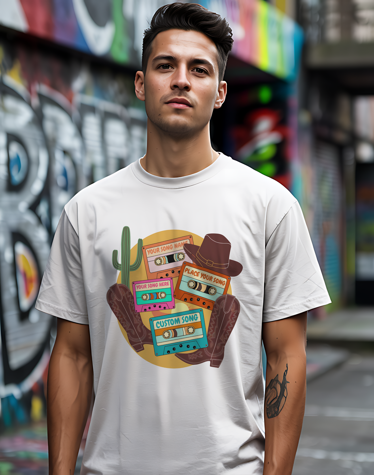 Custom Country Cassette Tee 🤠 Personalized Music Shirt - Retro Western Gift