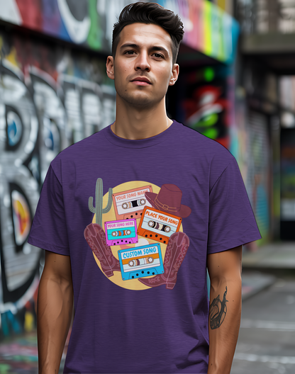 Custom Country Cassette Tee 🤠 Personalized Music Shirt - Retro Western Gift