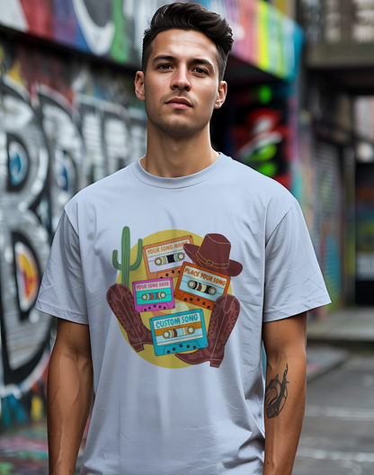 Custom Country Cassette Tee 🤠 Personalized Music Shirt - Retro Western Gift