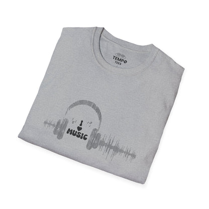 Headphones & Soundwave Tee 🎧 Minimalist Music Shirt - Audiophile Gift