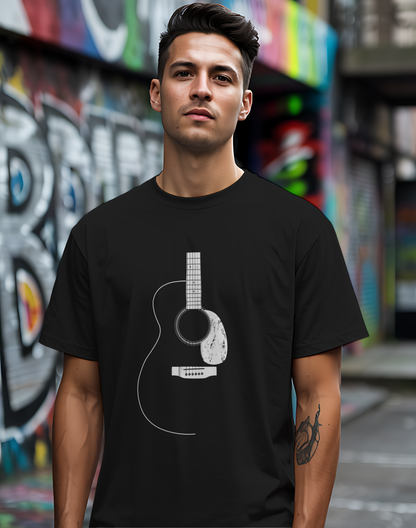 Minimalist Acoustic Guitar Tee 🎸 Clean Music Shirt - Guitar Lover Gift