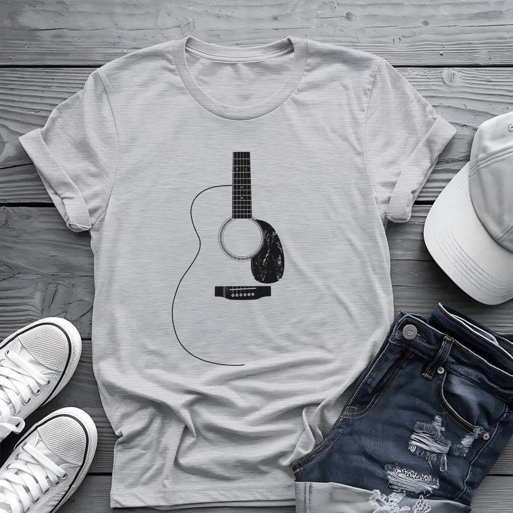 Minimalist Acoustic Guitar Tee 🎸 Clean Music Shirt - Guitar Lover Gift