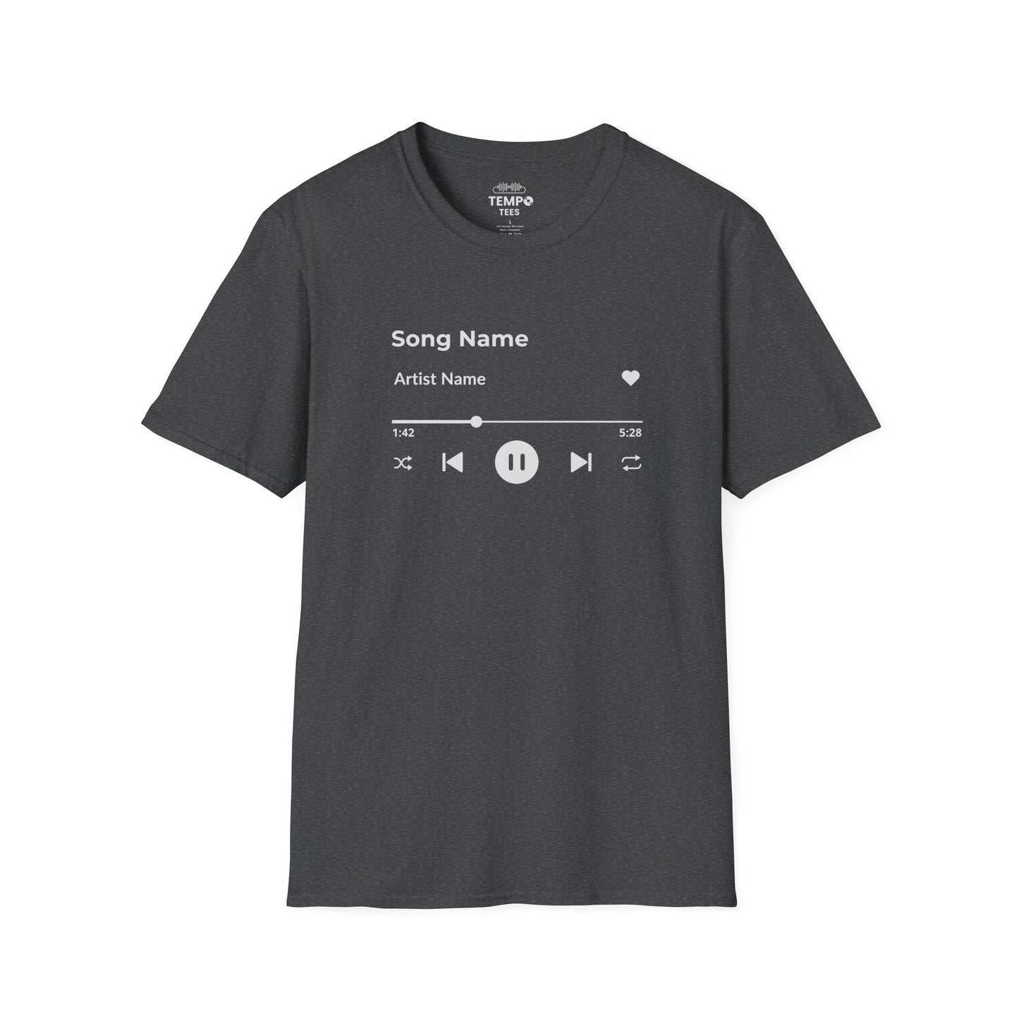 Personalized Music Player Tee 🎧 Clean UI Design - Music Lover Gift