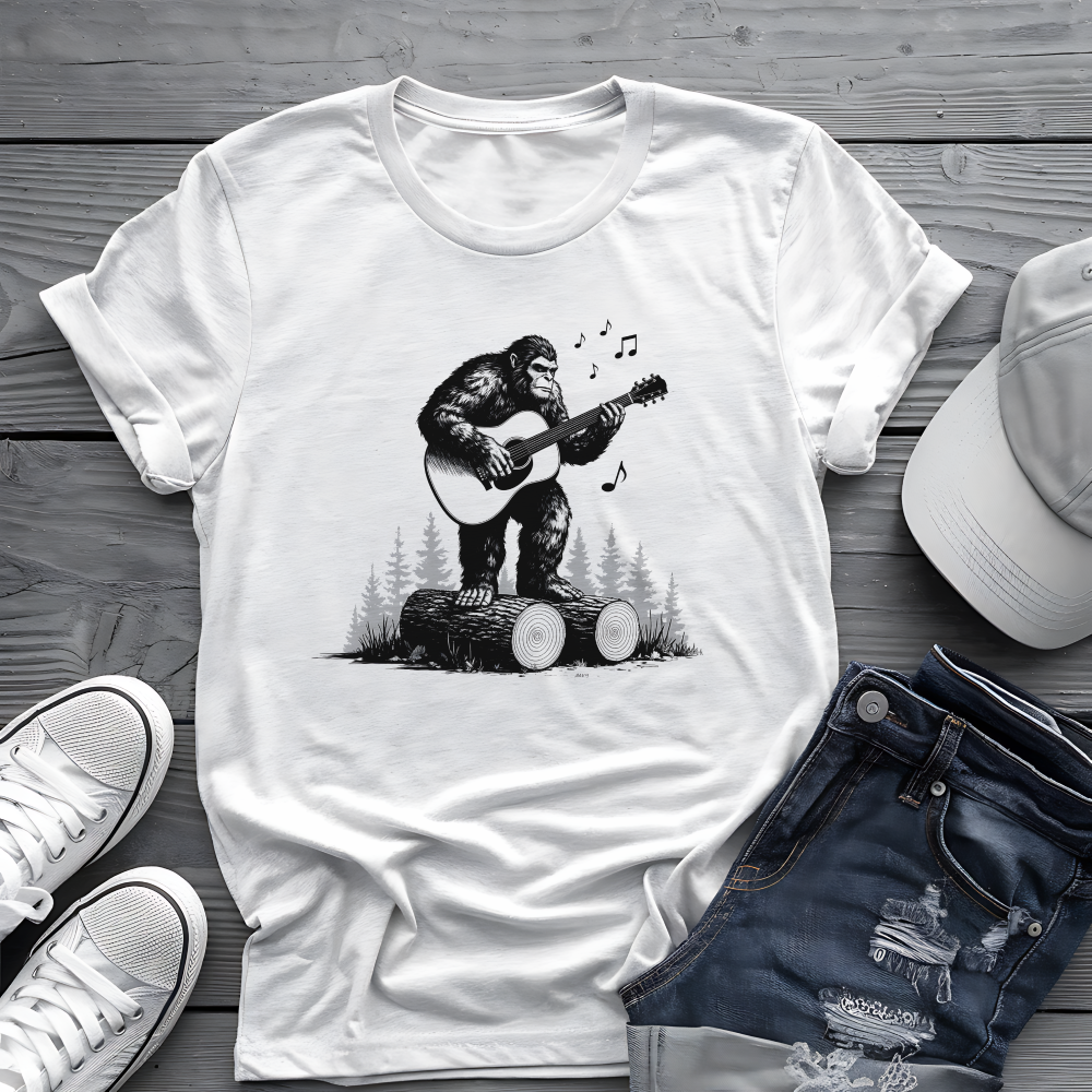 Sasquatch Guitar Tee 🎸 Funny Bigfoot Music Shirt