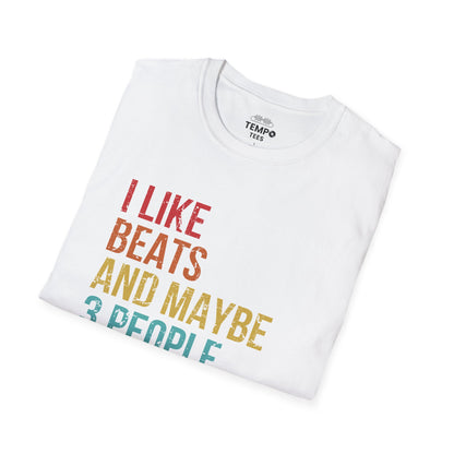 I Like Beats and Maybe 3 People Tee 🎧 Funny Hip Hop Music Shirt - Retro Design