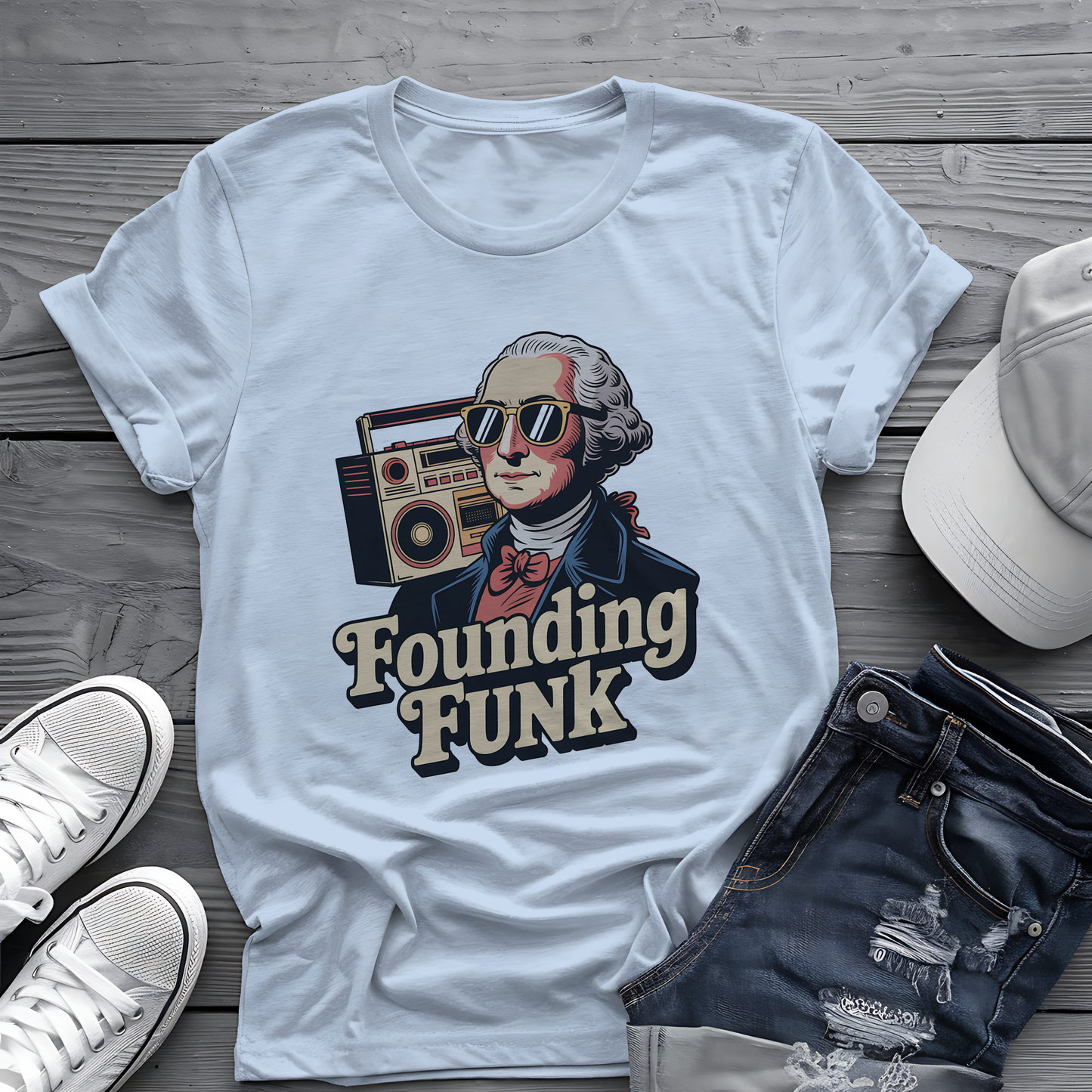 Founding Funk Tee 🕶️ Retro Washington 4th of July Music Shirt
