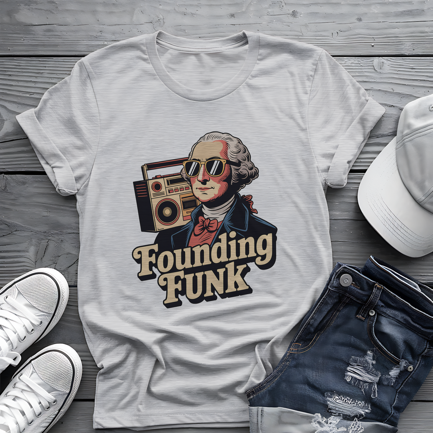Founding Funk Tee 🕶️ Retro Washington 4th of July Music Shirt