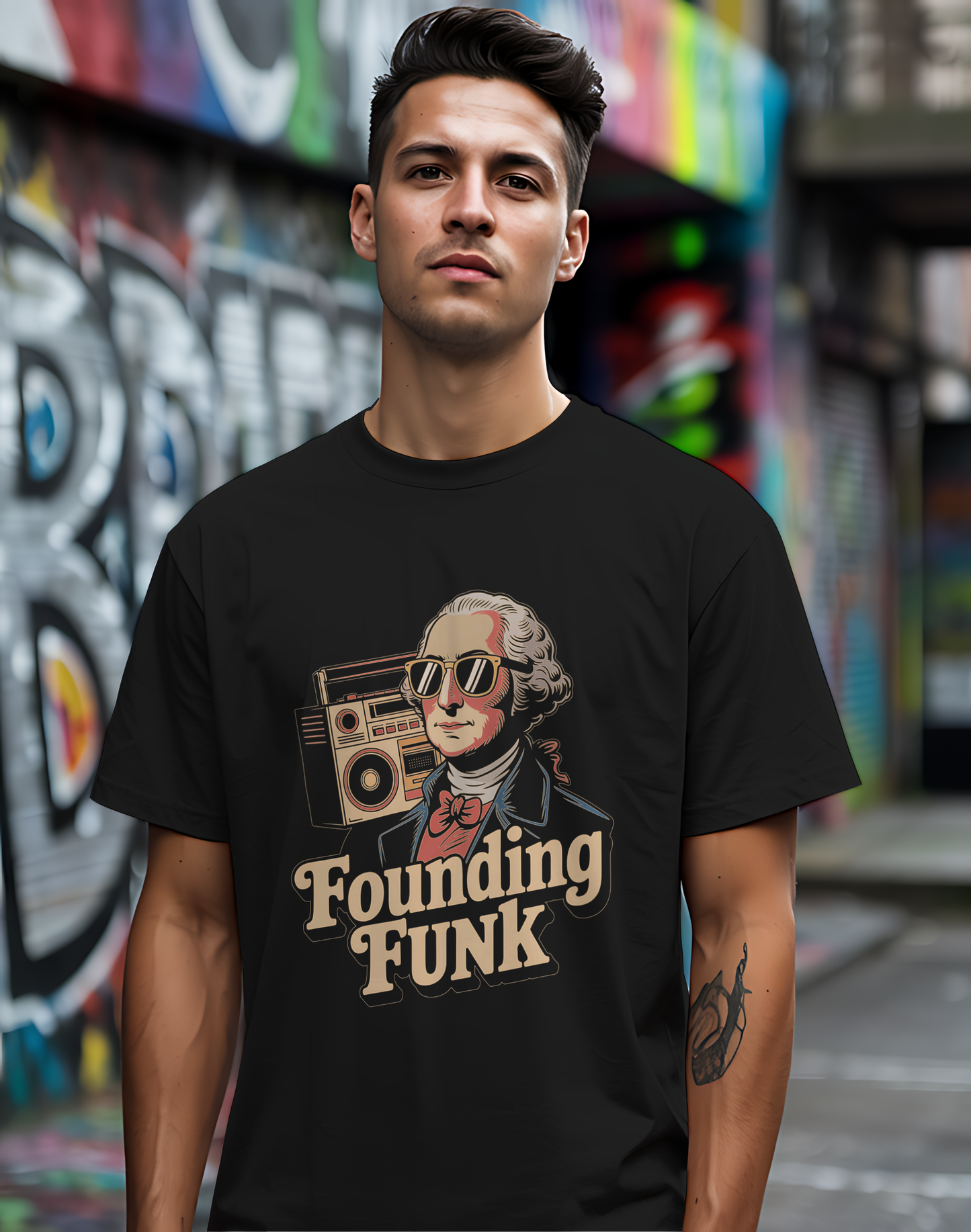 Founding Funk Tee 🕶️ Retro Washington 4th of July Music Shirt