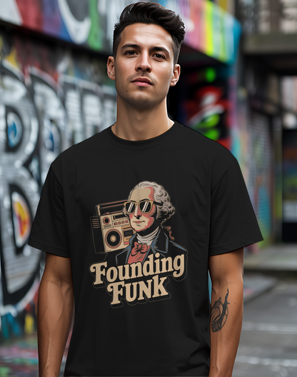 Founding Funk Tee 🕶️ Retro Washington 4th of July Music Shirt