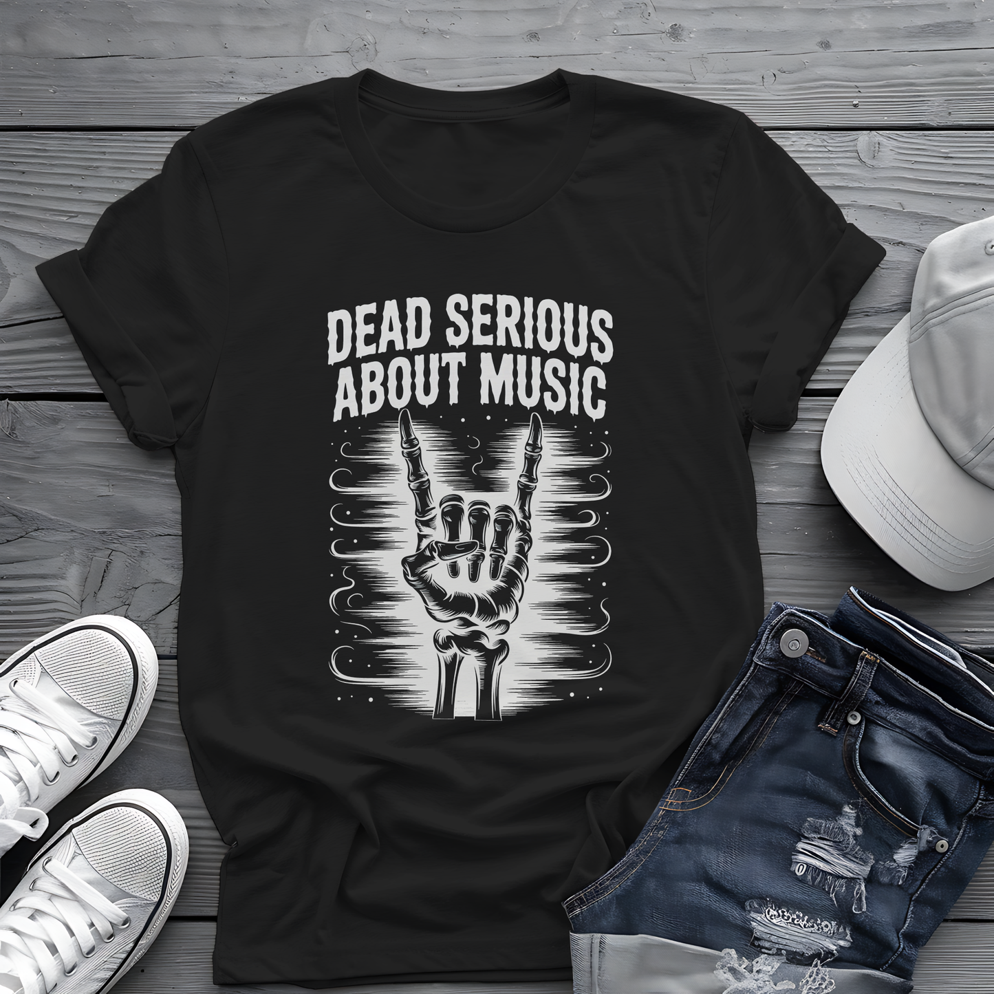Dead Serious About Music Tee 💀  Spooky Bones Shirt