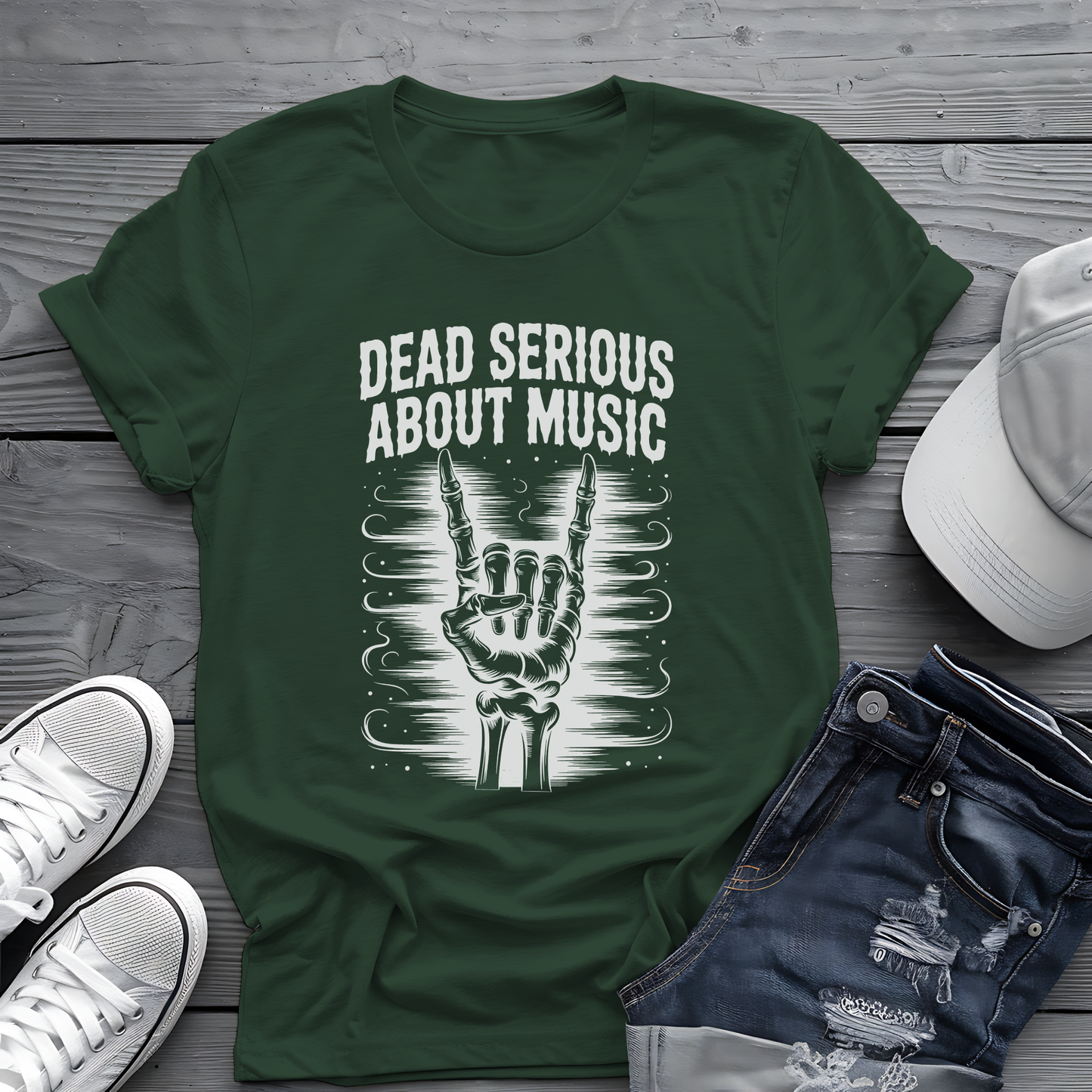 Dead Serious About Music Tee 💀  Spooky Bones Shirt