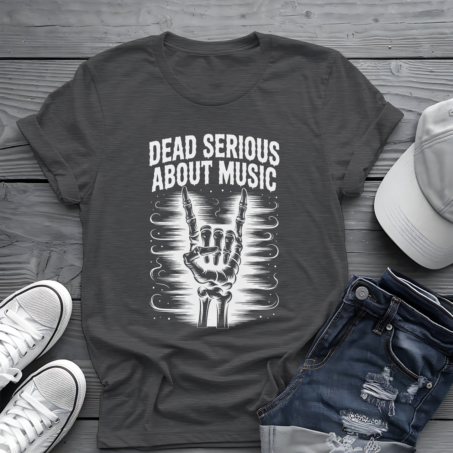 Dead Serious About Music Tee 💀  Spooky Bones Shirt