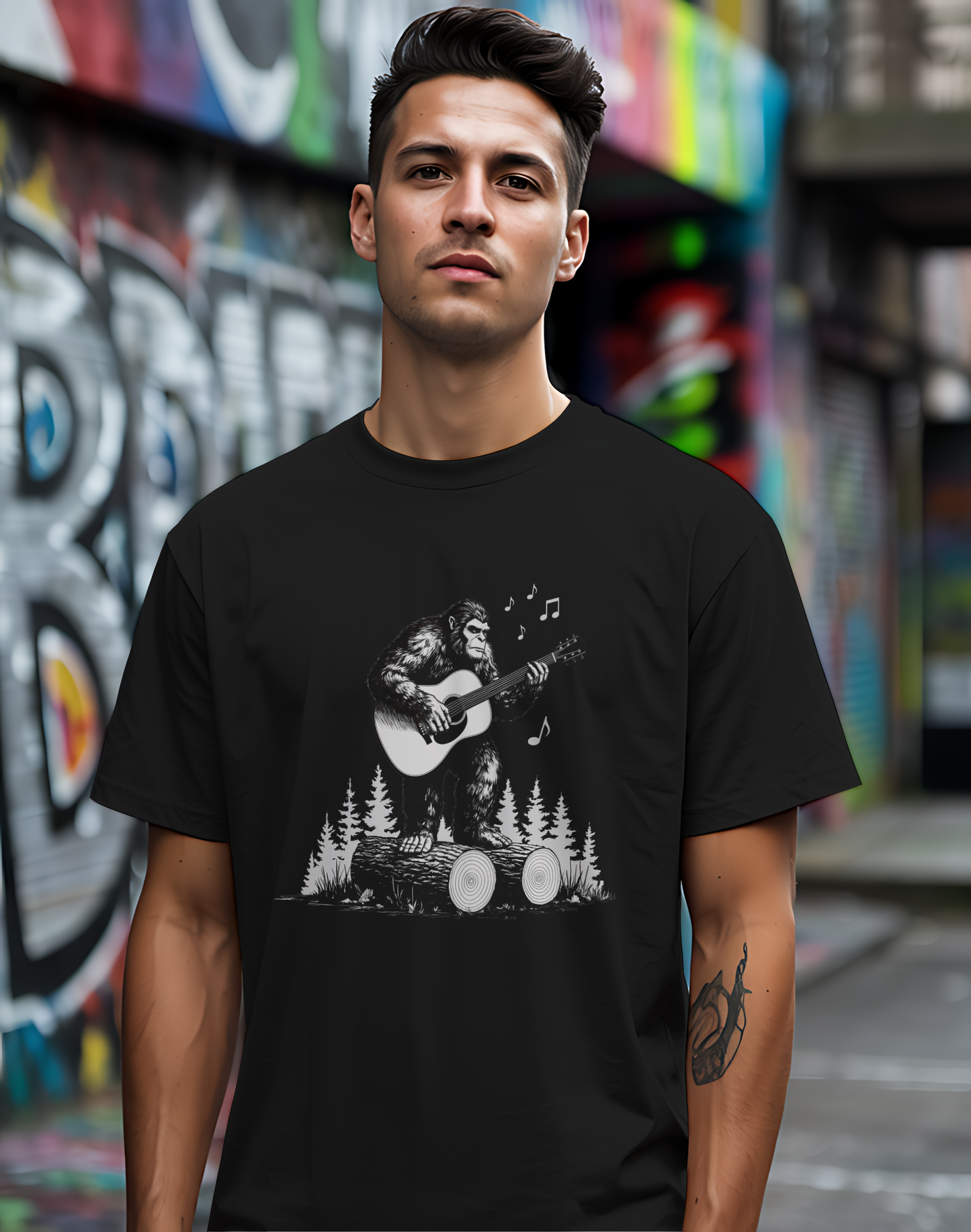 Sasquatch Guitar Tee 🎸 Funny Bigfoot Music Shirt