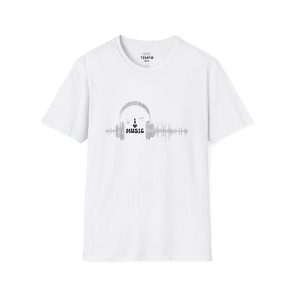 Headphones & Soundwave Tee 🎧 Minimalist Music Shirt - Audiophile Gift