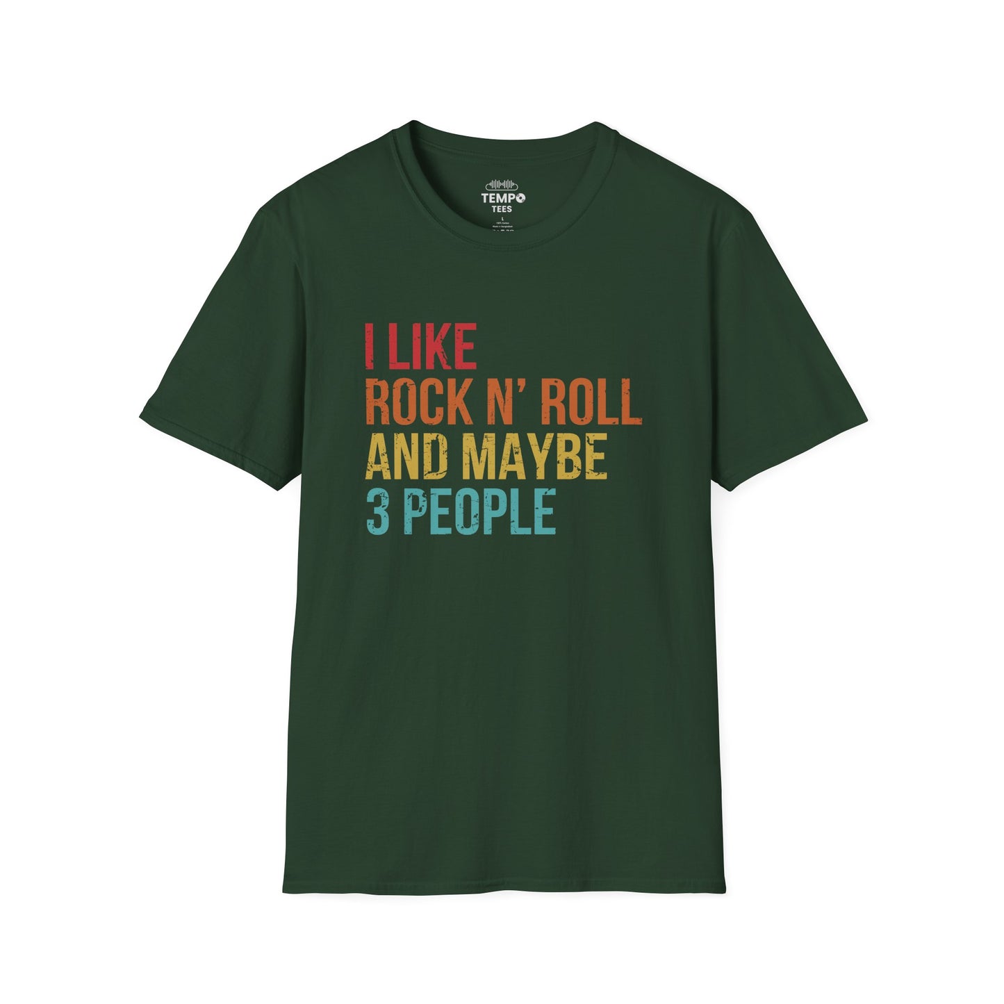 I Like Rock N' Roll and Maybe 3 People Tee 🎸 Funny Introverted Rock Shirt - Retro Design