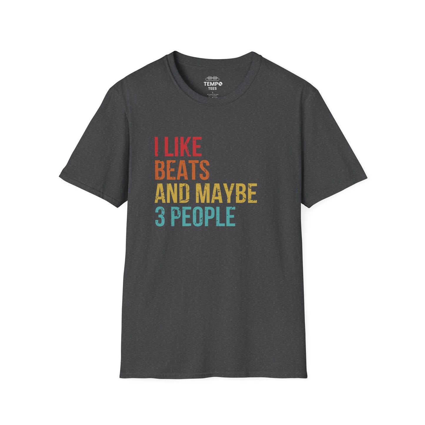 I Like Beats and Maybe 3 People Tee 🎧 Funny Hip Hop Music Shirt - Retro Design