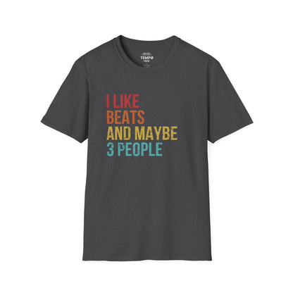 I Like Beats and Maybe 3 People Tee 🎧 Funny Hip Hop Music Shirt - Retro Design