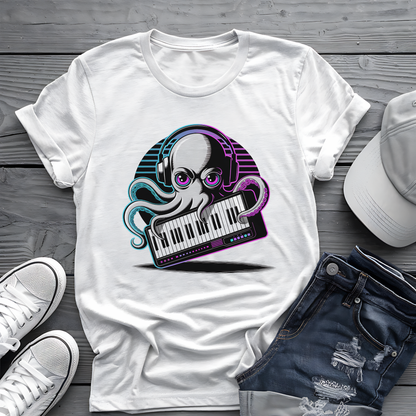 Octopus Keyboard Tee 🐙 Synthwave Music Shirt - Retro Synth Gift