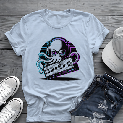 Octopus Keyboard Tee 🐙 Synthwave Music Shirt - Retro Synth Gift