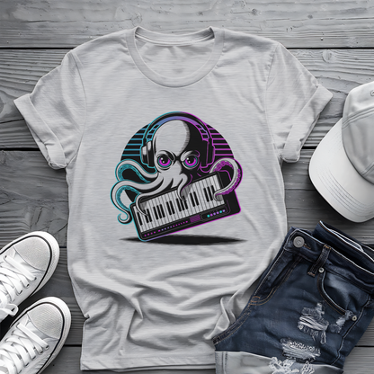 Octopus Keyboard Tee 🐙 Synthwave Music Shirt - Retro Synth Gift