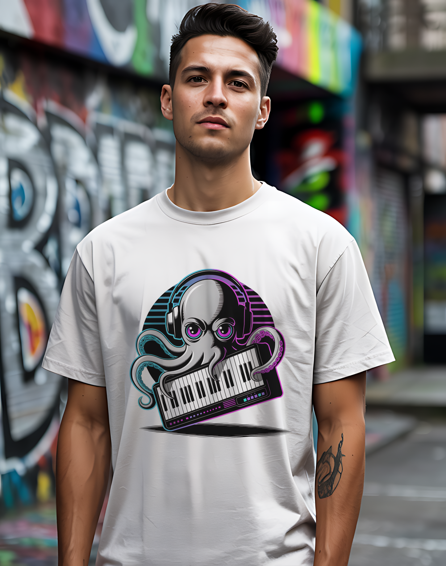 Octopus Keyboard Tee 🐙 Synthwave Music Shirt - Retro Synth Gift