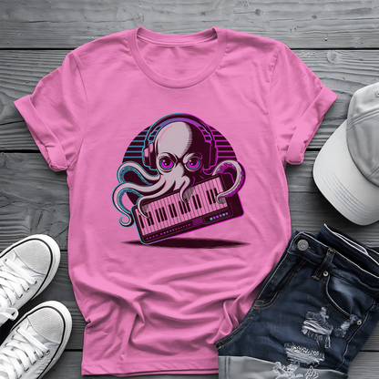 Octopus Keyboard Tee 🐙 Synthwave Music Shirt - Retro Synth Gift