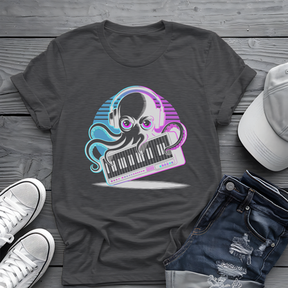 Octopus Keyboard Tee 🐙 Synthwave Music Shirt - Retro Synth Gift