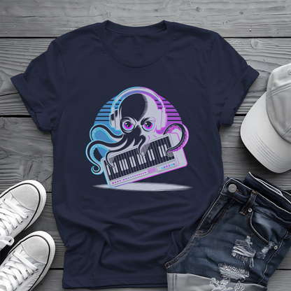 Octopus Keyboard Tee 🐙 Synthwave Music Shirt - Retro Synth Gift