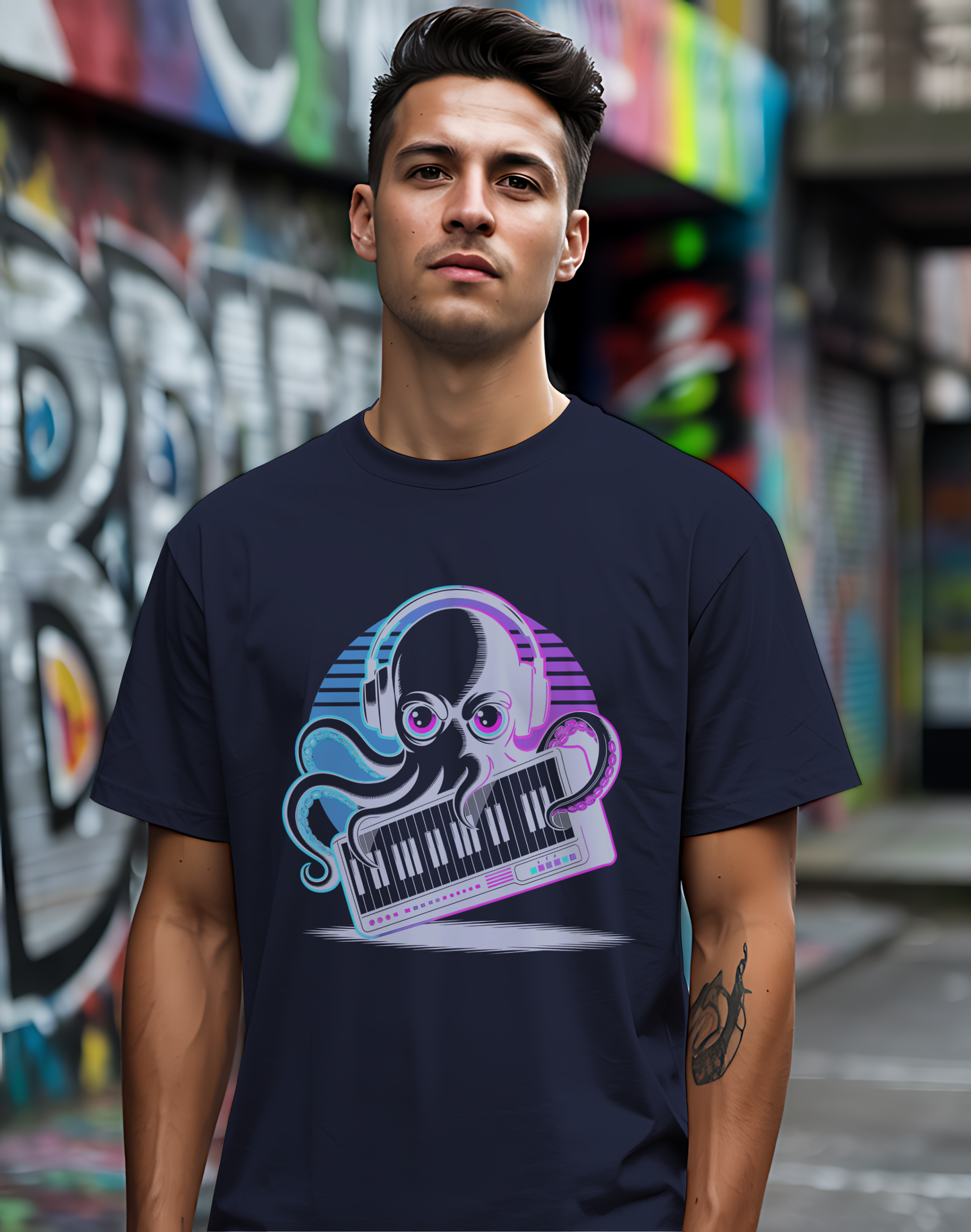 Octopus Keyboard Tee 🐙 Synthwave Music Shirt - Retro Synth Gift