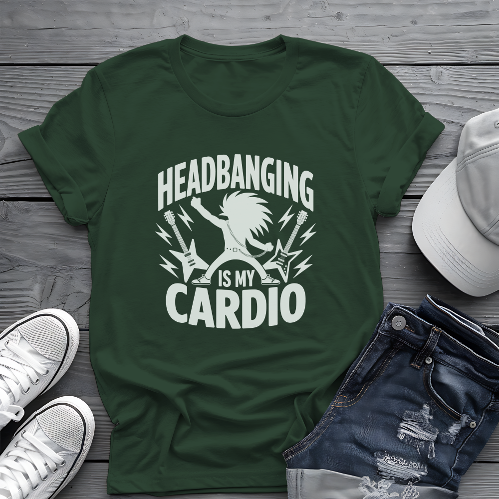 Headbanging Is My Cardio Tee 🤘 Metal Fitness Shirt - Rock Humor Gift
