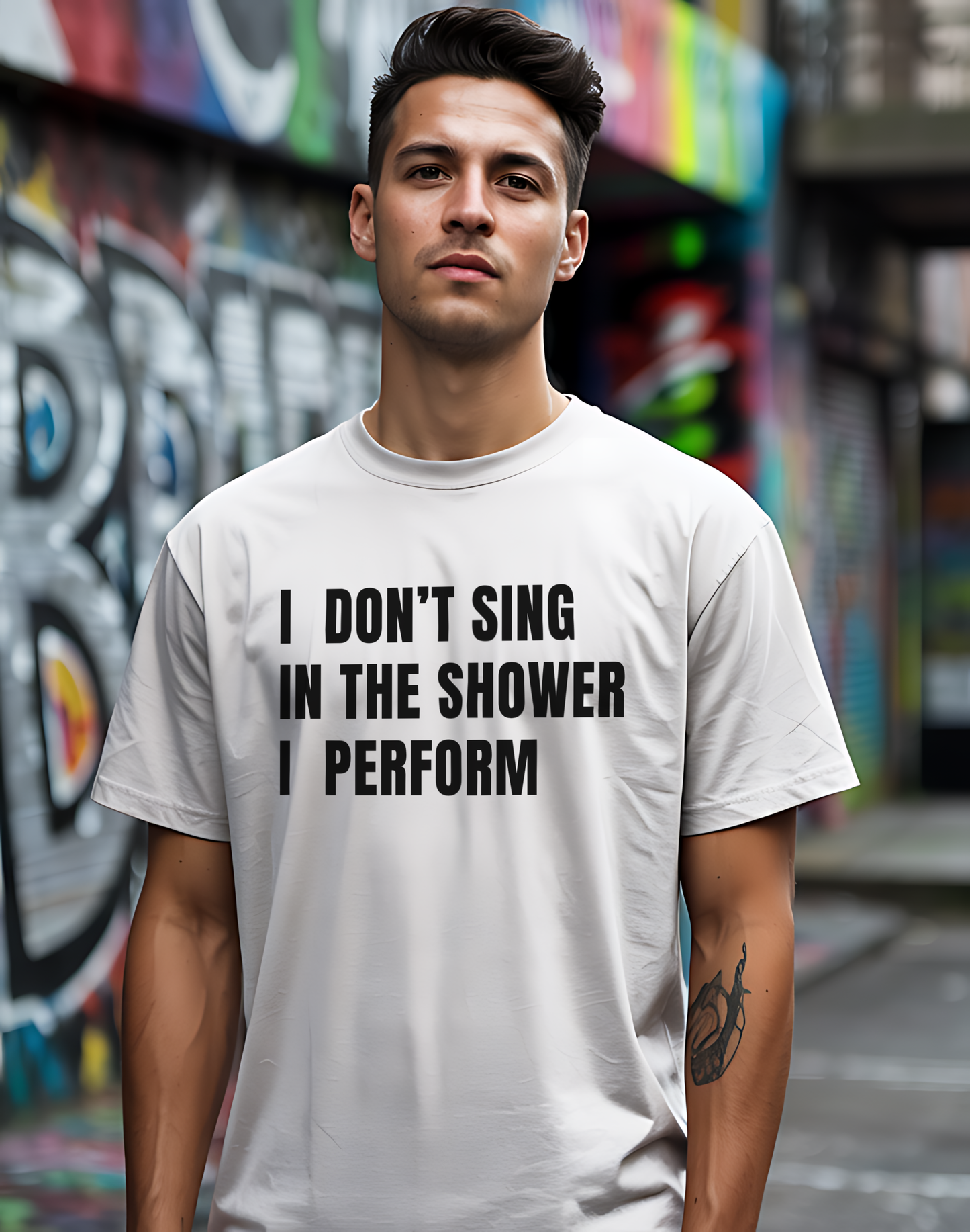 I Don't Sing In The Shower Tee 🎤 Funny Performer Shirt - Bold Singer Gift