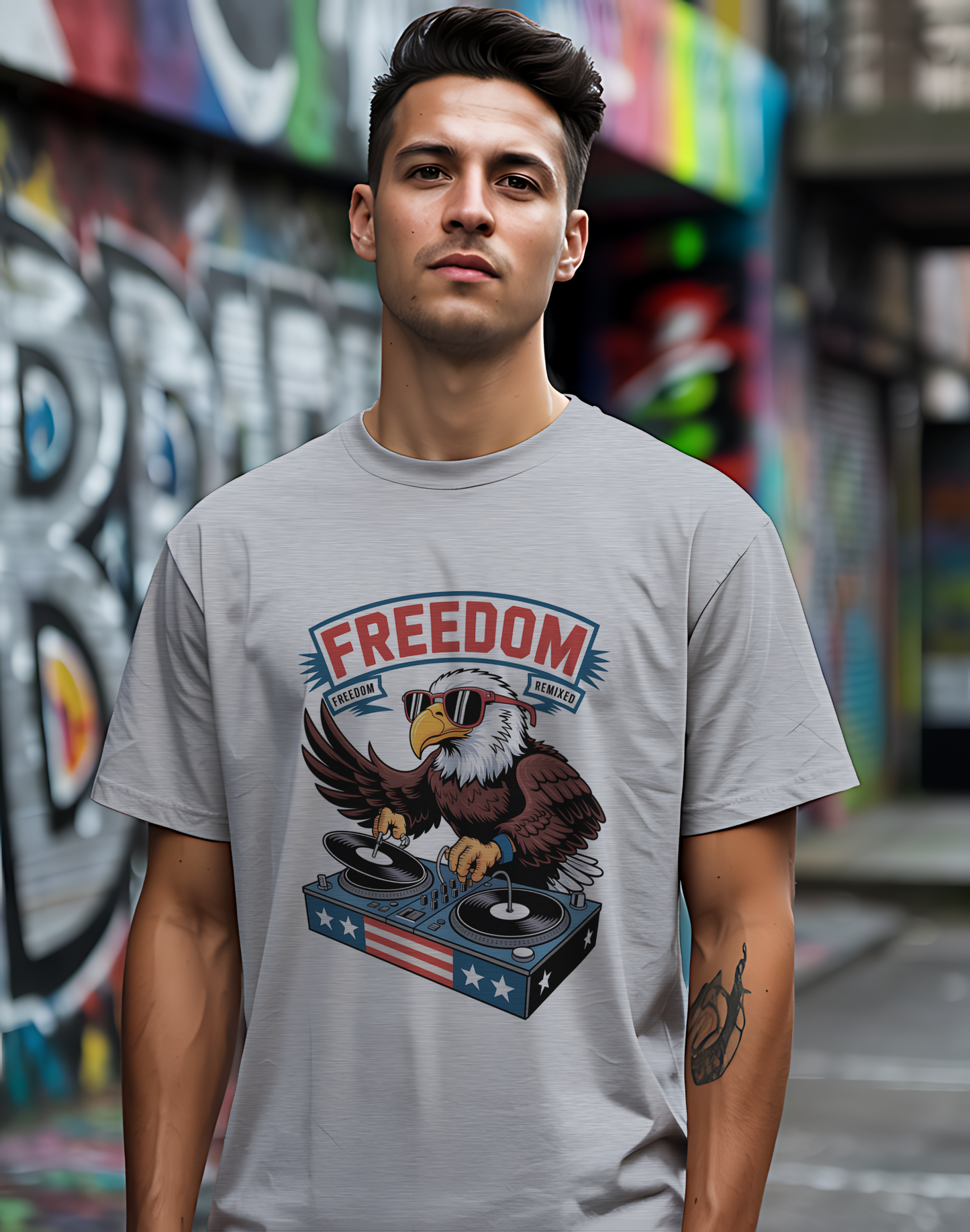 Freedom Remixed Tee 🦅 Patriotic DJ 4th of July Music Shirt