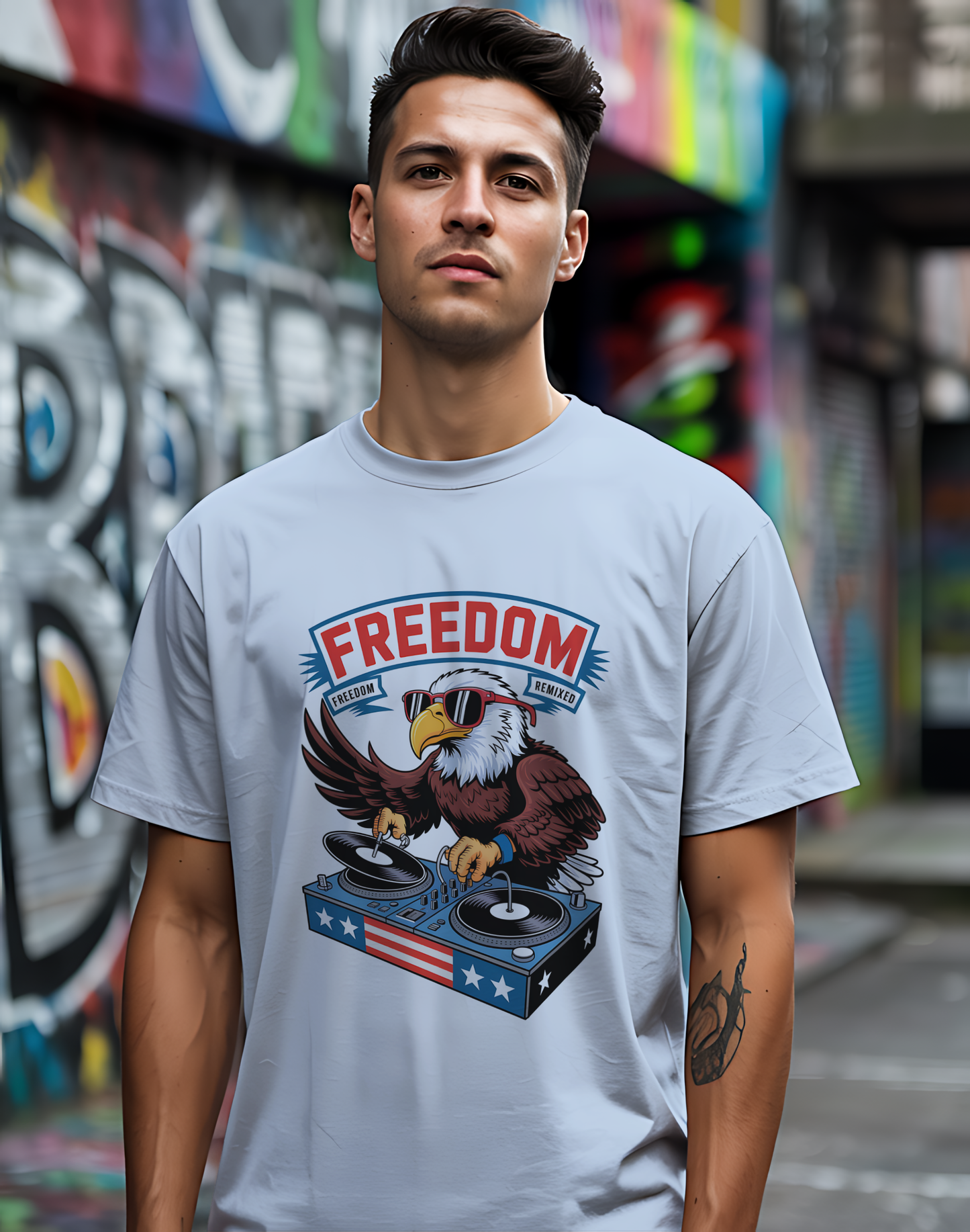 Freedom Remixed Tee 🦅 Patriotic DJ 4th of July Music Shirt