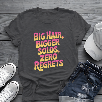 Big Hair & Solos Tee 🎸 80s Rock Attitude Shirt - Funny Music