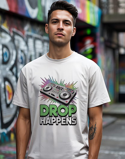 Drop Happens Tee 🎧 Funny DJ Music Shirt - EDM Party