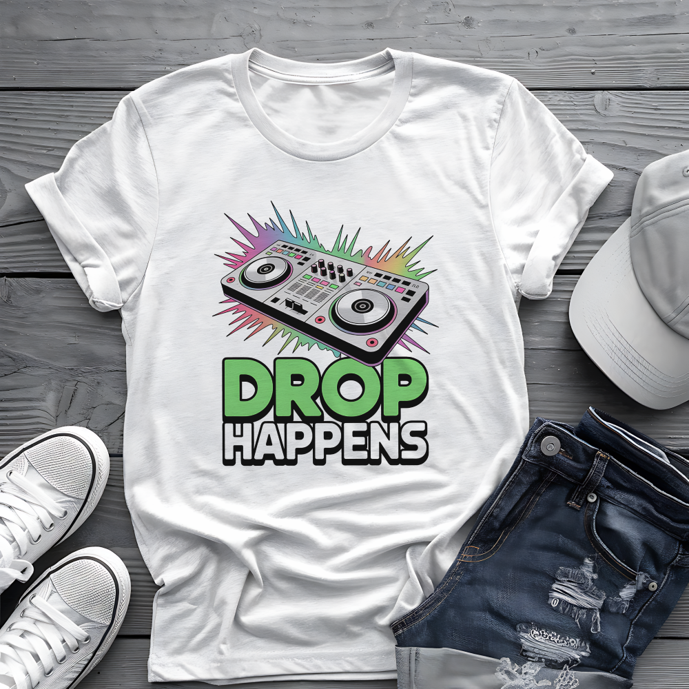 Drop Happens Tee 🎧 Funny DJ Music Shirt - EDM Party