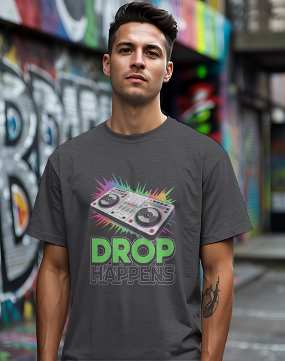 Drop Happens Tee 🎧 Funny DJ Music Shirt - EDM Party