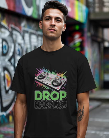 Drop Happens Tee 🎧 Funny DJ Music Shirt - EDM Party