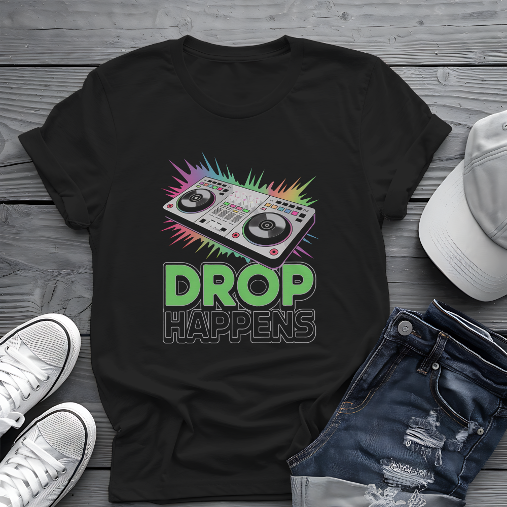Drop Happens Tee 🎧 Funny DJ Music Shirt - EDM Party