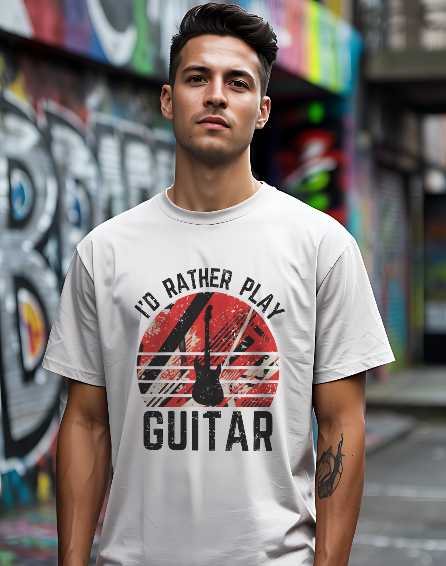 I’d Rather Play Guitar T-Shirt – Vintage Rock Musician Tee for Guitarists