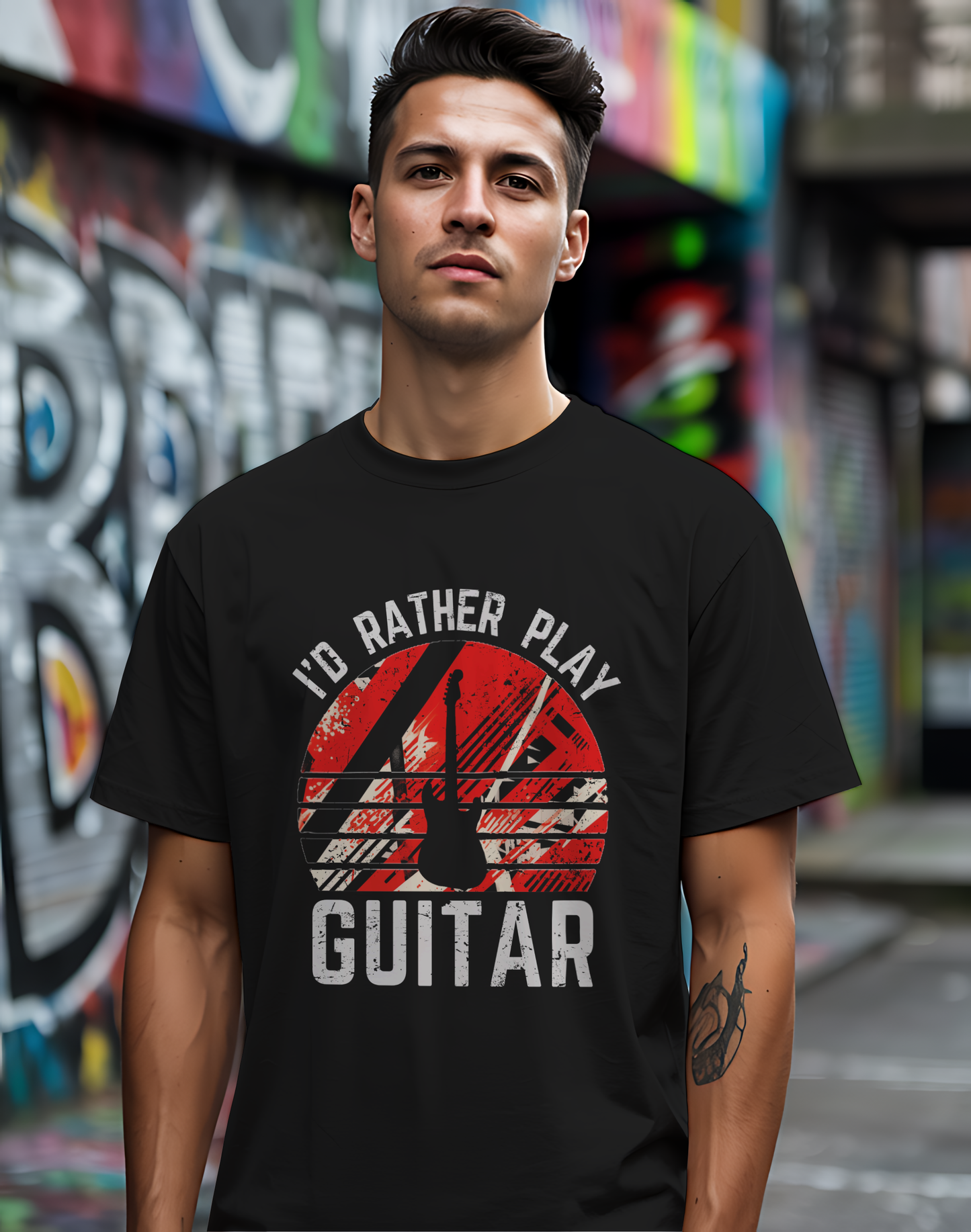 I’d Rather Play Guitar T-Shirt – Vintage Rock Musician Tee for Guitarists