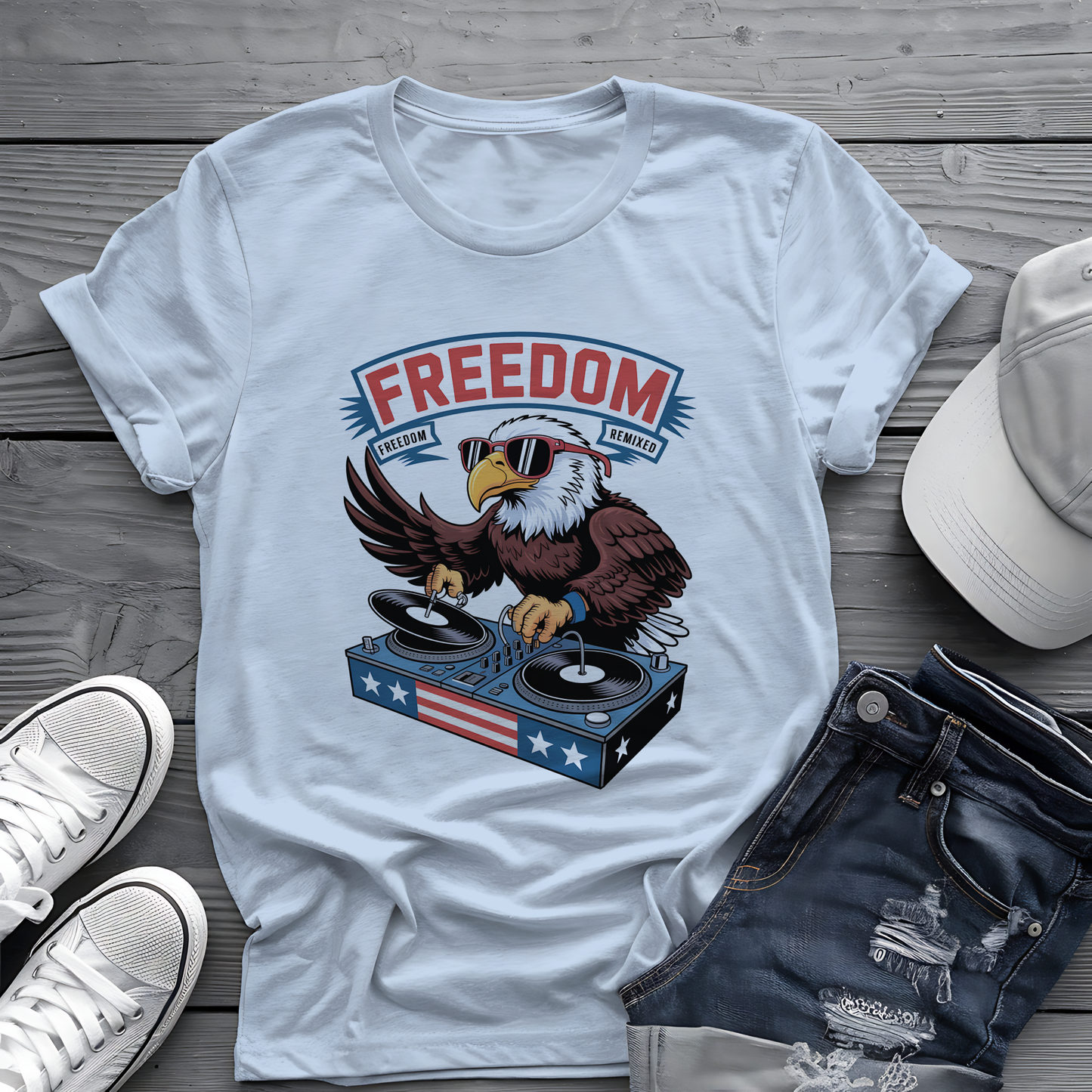 Freedom Remixed Tee 🦅 Patriotic DJ 4th of July Music Shirt