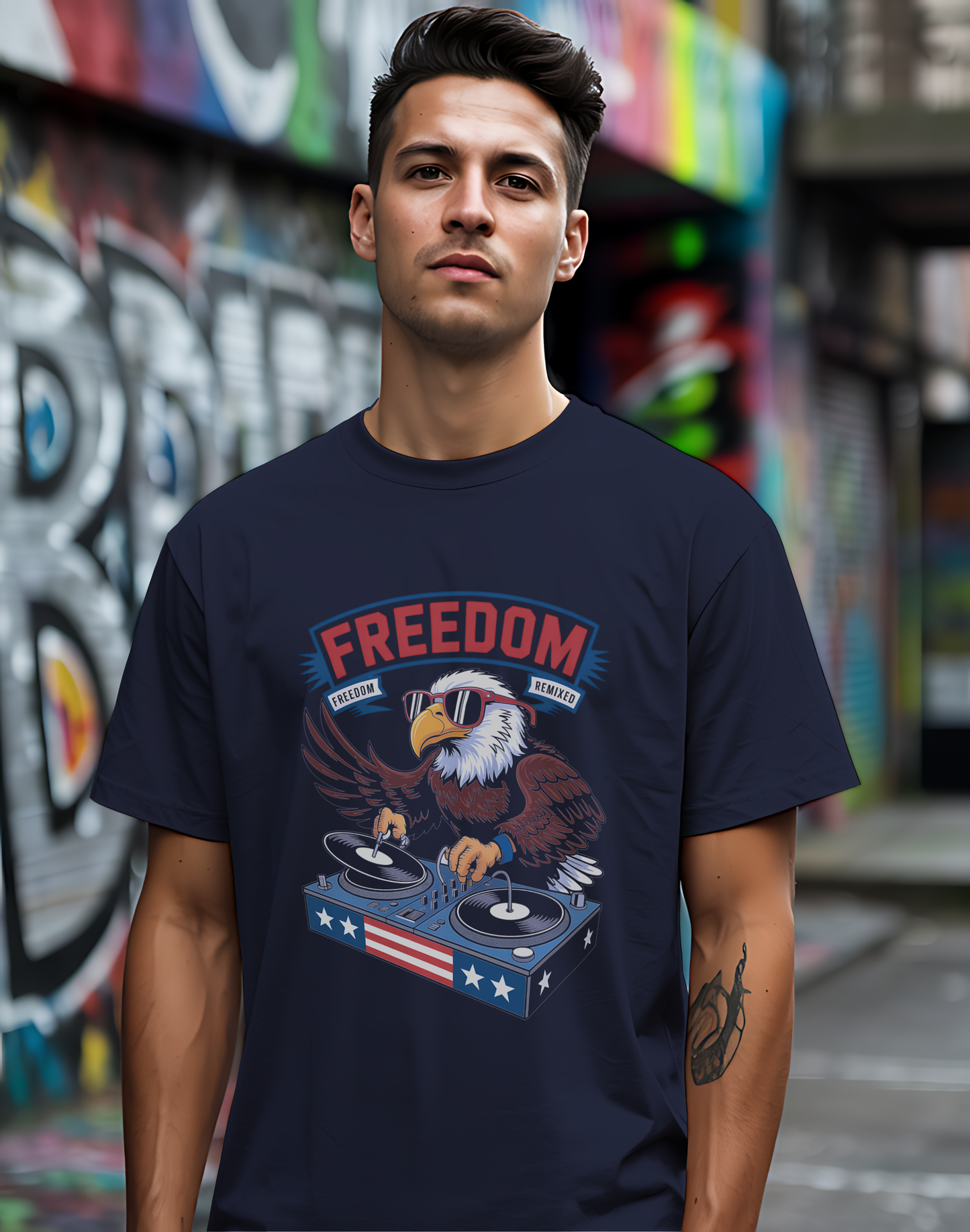 Freedom Remixed Tee 🦅 Patriotic DJ 4th of July Music Shirt