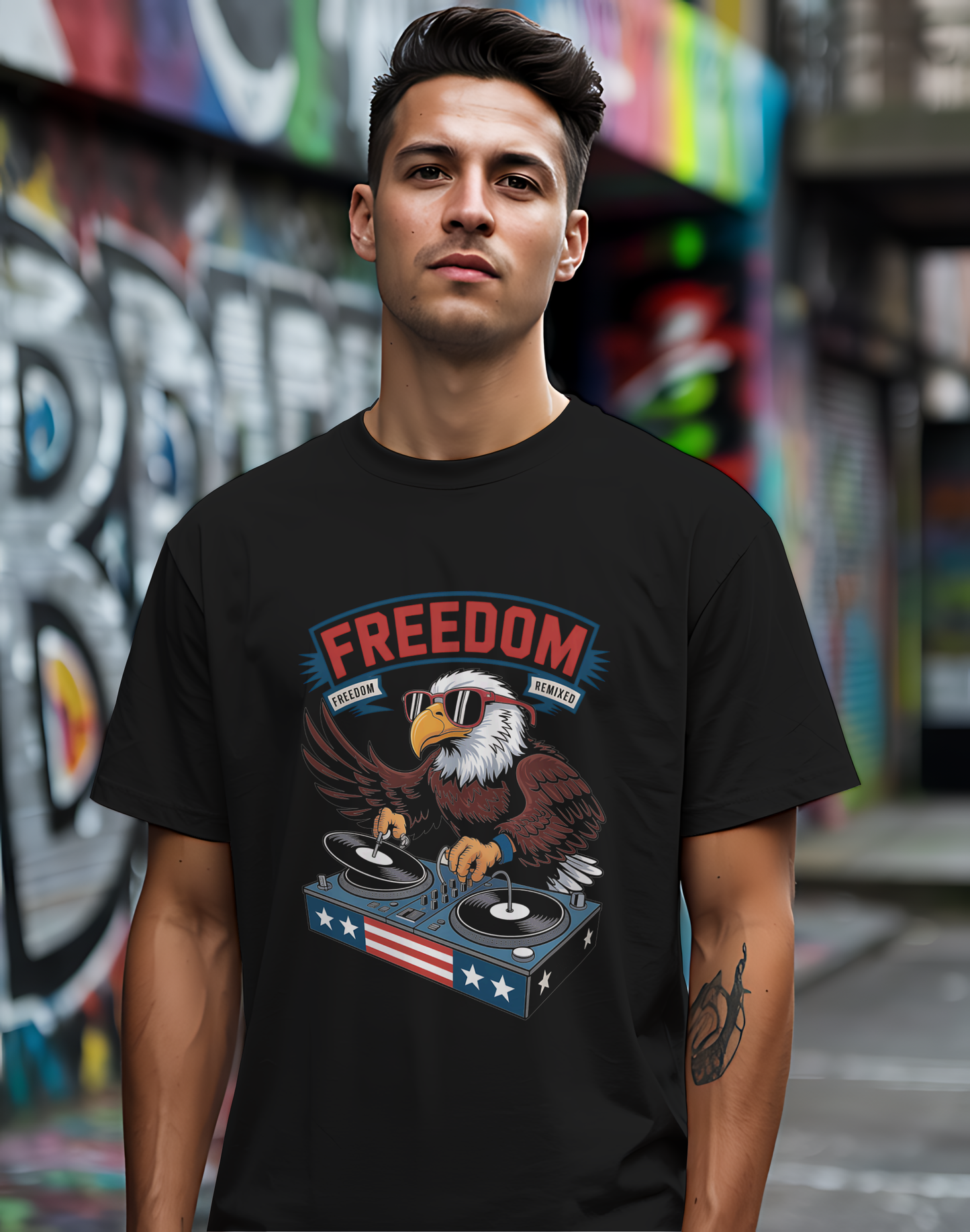 Freedom Remixed Tee 🦅 Patriotic DJ 4th of July Music Shirt