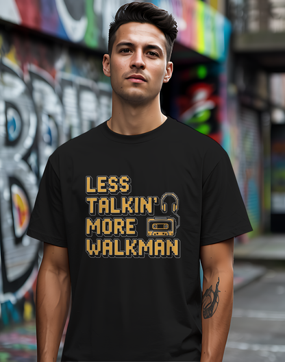Less Talkin' More Walkman Tee 🎧 80s Retro Music Funny Introvert Shirt
