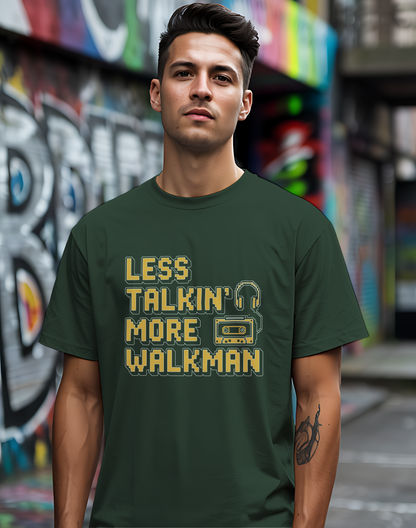 Less Talkin' More Walkman Tee 🎧 80s Retro Music Funny Introvert Shirt