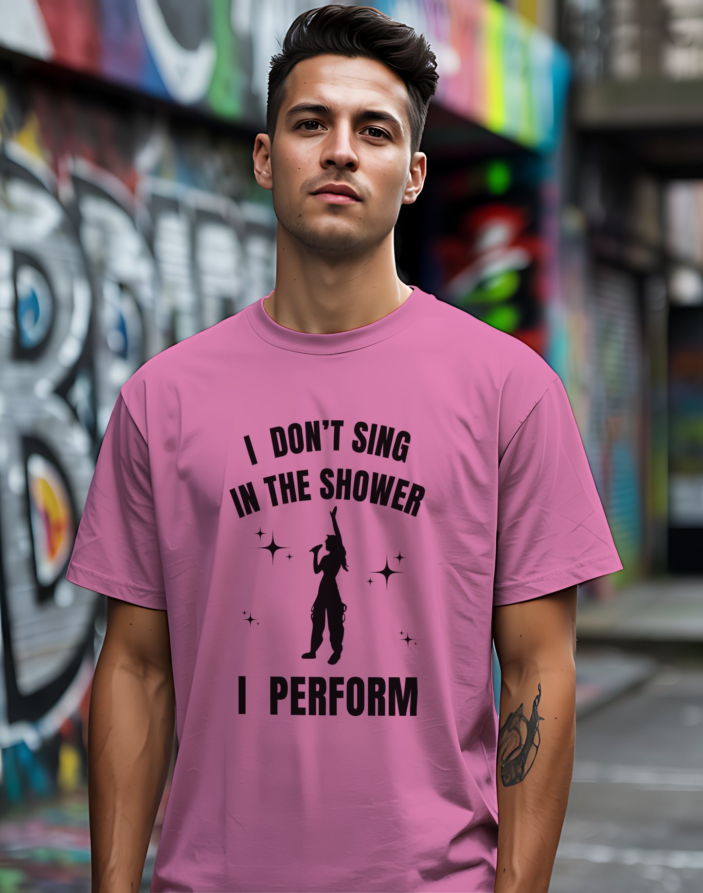 I Don't Sing In The Shower Tee 🎤 Singer Silhouette Shirt - Funny Performer Gift