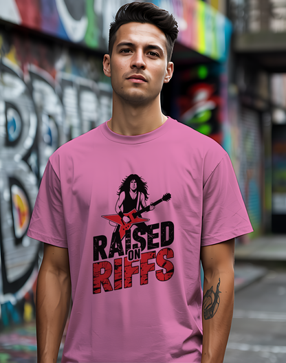 Raised On Riffs Tee 🎸 Bold Rock Guitar Music Shirt