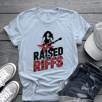 Raised On Riffs Tee 🎸 Bold Rock Guitar Music Shirt